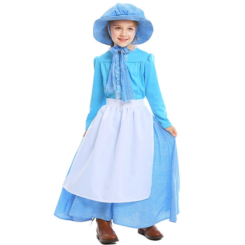 Retro Vintage Medieval 19th Century Prairie Dress Pioneer Girl Fancy Dress Girls' Children's Day Masquerade Event / Party Festival Kid's Dress Apron Hat2