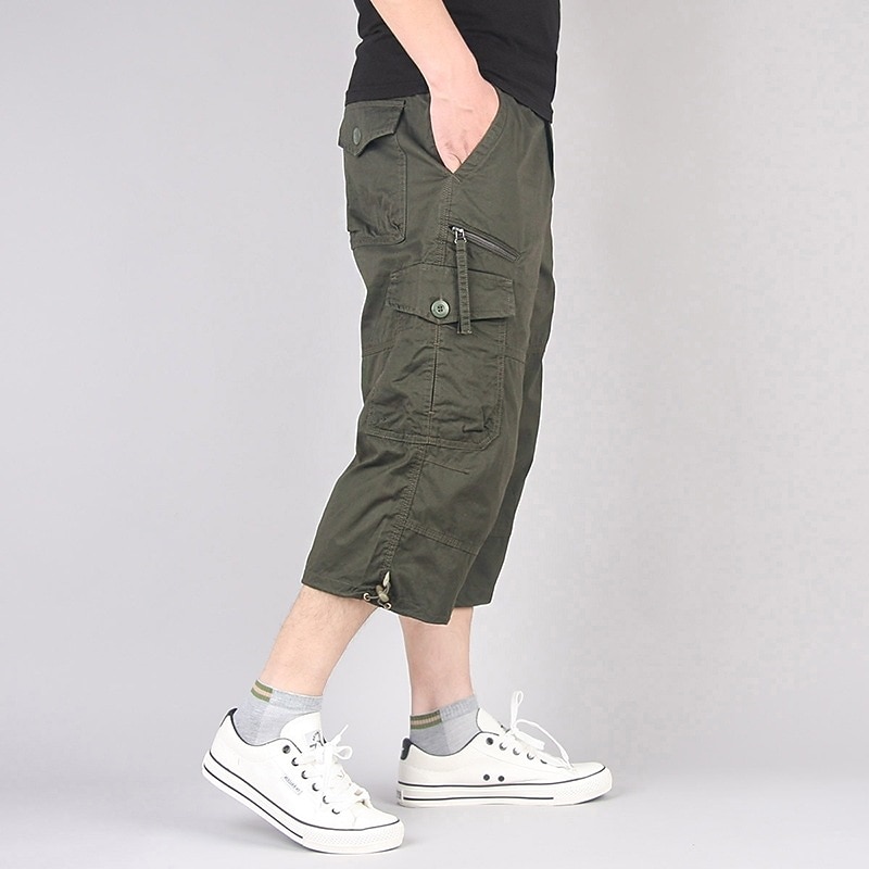 Men's Cargo Shorts Hiking Shorts Military Summer Spring Outdoor Ripstop Quick Dry Multi Pockets Lightweight Capri Pants ArmyGreen Black camouflage Work Camping / Hiking / Caving 4XL 5XL XL L 3XL4