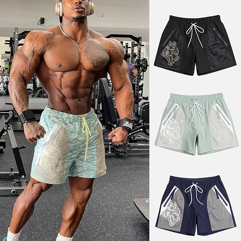 Men's Running Shorts Gym Shorts Drawstring Bottoms Athletic Fall Spandex Quick Dry Soft Moisture Wicking Breathable Gym Workout Jogging Exercise Sportswear Activewear Light Green Dark Navy Black White
