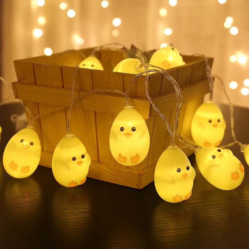 3M 20LEDs Easter Cracked Egg Rabbit Small Chick Shaped LED String Lights Home Fairy Lights for Easter Garden Party Festive Decoration2