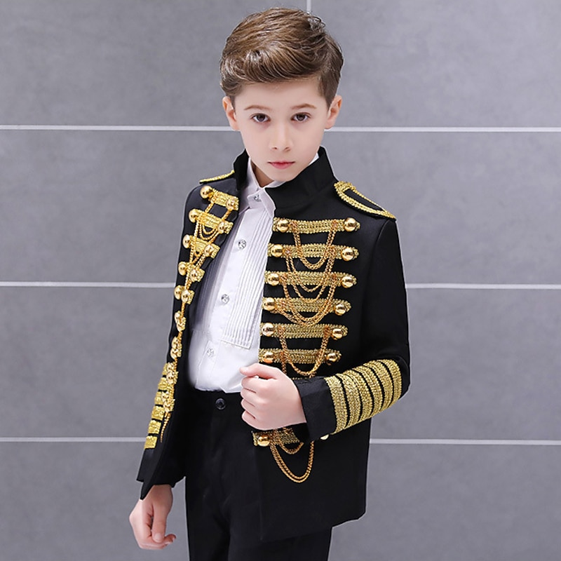 Retro Vintage Rococo Medieval Coat Suit Trousers Circus Jacket Prince Aristocrat Fancy Dress Boys' Birthday Party / Evening Prom Kid's Coat Pants