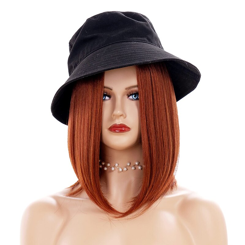 Short Red Wave Wig Women's Straight Hair Ginger Synthetic Wig Natural Look Synthetic Full Hair Suitable for Cosplay Part Halloween Daily Use2