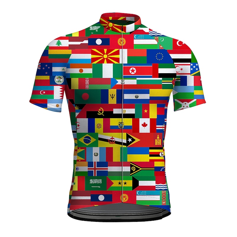 Men's Cycling Jersey National Flag Short Sleeve Bike Jersey Top with 3 Rear Pockets Mountain Bike MTB Road Bike Cycling Quick Dry Reflective Strips Back Pocket Moisture Wicking Sports Red Green