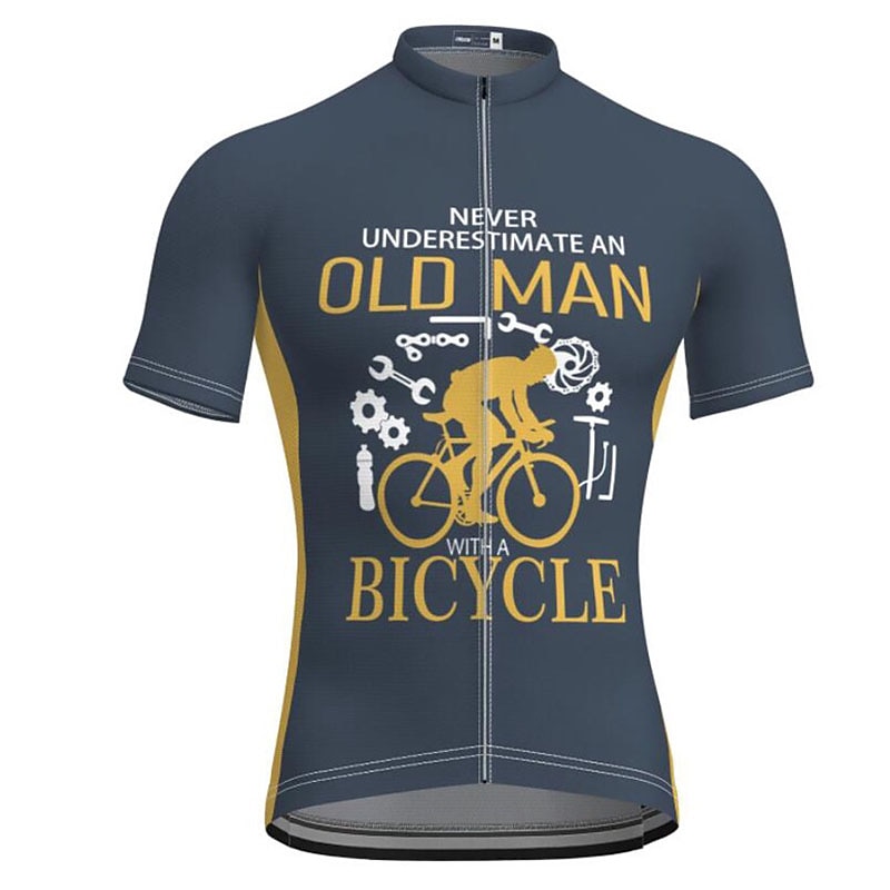Men's Cycling Jersey with Bib Shorts Short Sleeve Mountain Bike MTB Road Bike Cycling Dark Navy Blue Gear Bike Clothing Suit 3D Pad Breathable Quick Dry Back Pocket Polyester Spandex Sports Letter3