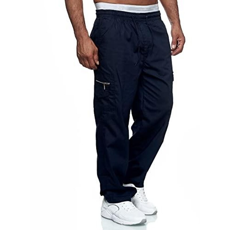 Mens Fashion Cargo Pants Casual Loose Trousers Multi-Pocket Outdoor Work Pants Jogger Athletic Sweatpants Navy2