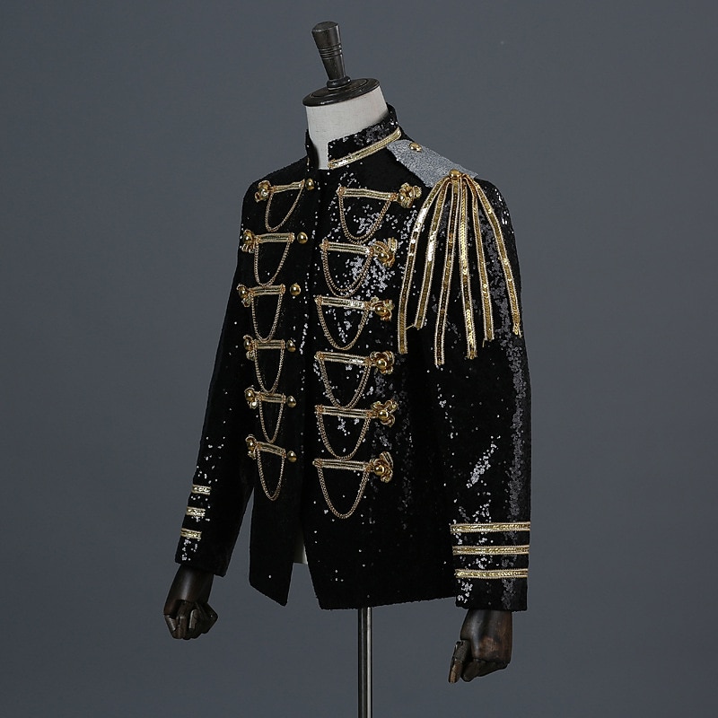 Retro Vintage Rococo Medieval Masquerade Suits & Blazers Lapel Collar Blazer Prince Aristocrat Sequins Sequin Fancy Dress Men's Halloween Carnival Masquerade Party Evening Wear Prom Carnival of Venice3