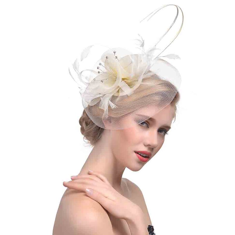 Fascinators Hats Headwear Organza Polyester / Polyamide Bucket Hat Party / Evening Holiday Vintage Style With Rhinestone Headpiece Headwear