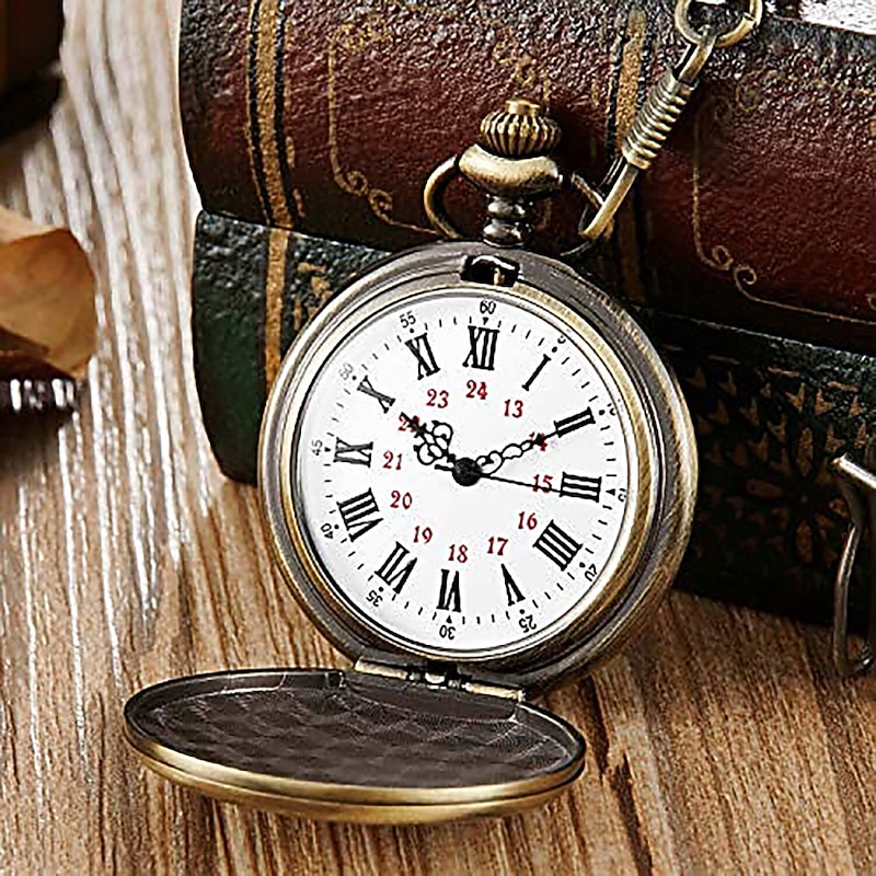 Pocket Watch for Men Analog Quartz Tonneau Vintage Magnetic Metal Design Quartz Pocket Watches Necklace Fob Watches Chain Pendant Watch Unisex Gift3