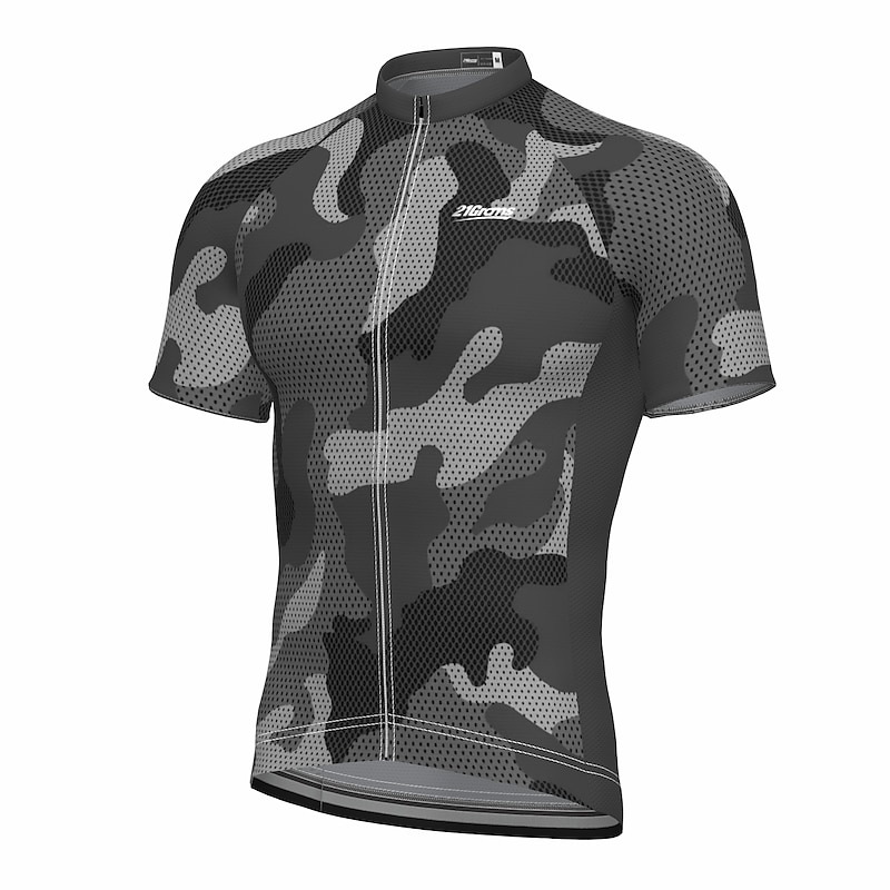 Men's Cycling Jersey Geometric Camo / Camouflage Short Sleeve Bike Jersey Top with 3 Rear Pockets Mountain Bike MTB Road Bike Cycling Quick Dry Reflective Strips Back Pocket Moisture Wicking Sports4