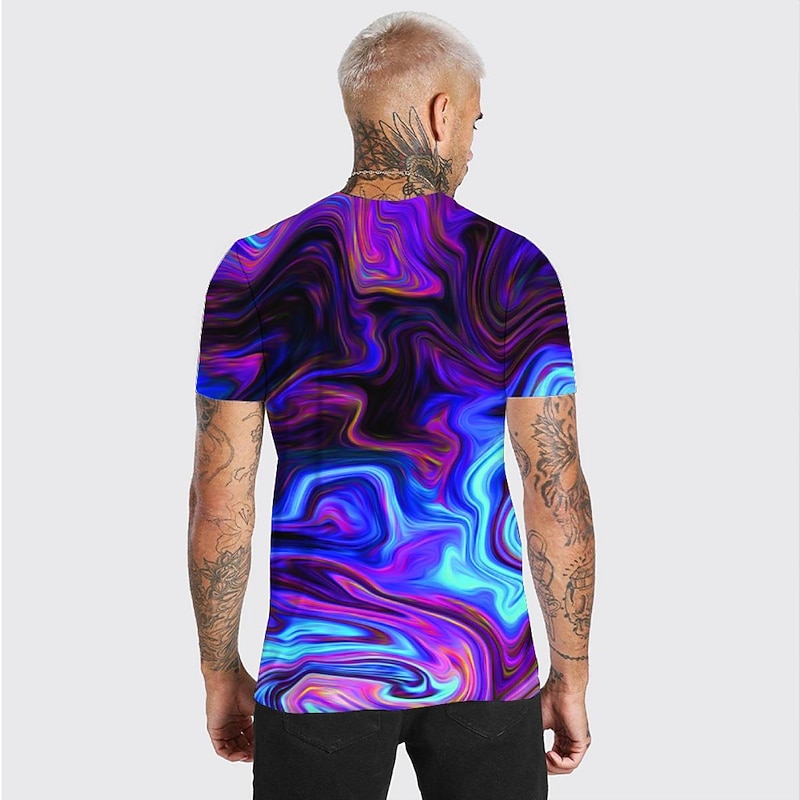 Men's Graphic T Shirt Tee Short Sleeve T shirt 3D Print Round Neck Shirt Fashion Cool Designer Casual Daily Weekend Blue Summer Clothing Apparel Normal S M L XL 2XL 3XL 4XL2