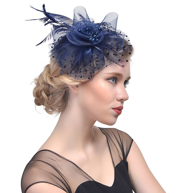 Fascinators Kentucky Derby Hat Headwear Organza Polyester / Polyamide Bucket Hat Party Holiday Melbourne Cup Cocktail Royal Astcot With Feather MiniSpot Headwear2