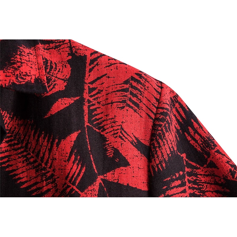 Men's Leaves Tropical Plants Shirt Summer Hawaiian Shirt Aloha Shirt Short Sleeve Shirt Turndown Fashion Designer Casual Outdoor Street Casual White+Red Yellow Red S M L4