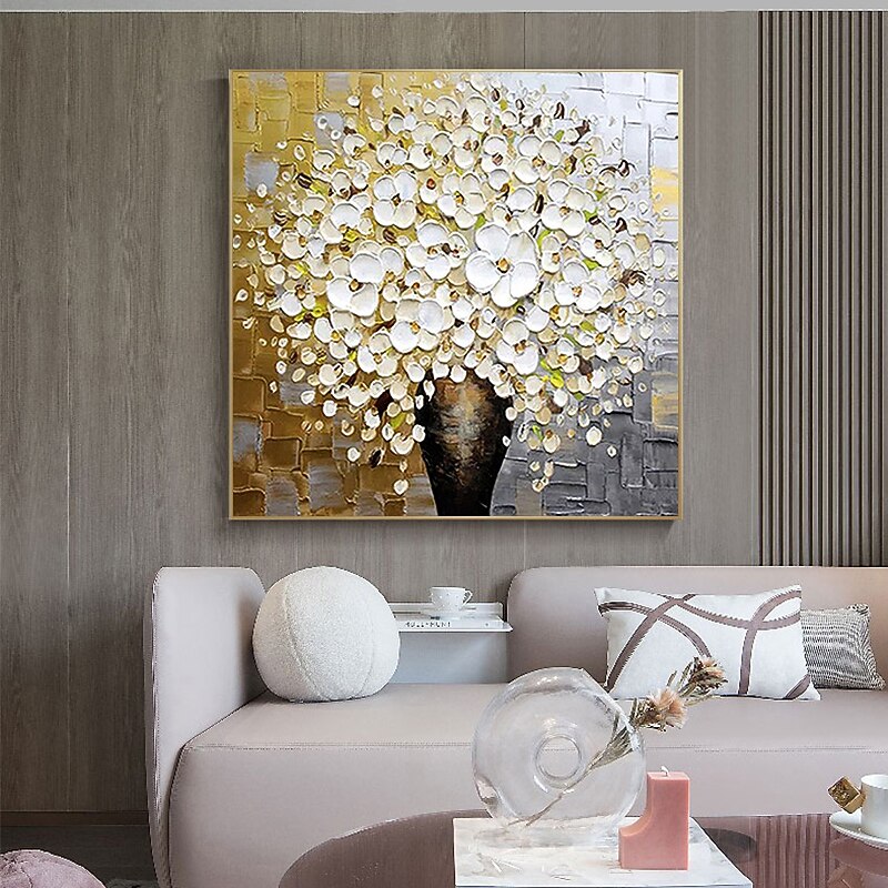 Handmade Oil Painting Canvas Wall Art Decoration Palette Knife Painting Colorful Cherry Blossoms for Home Decor Rolled Frameless Unstretched Painting2