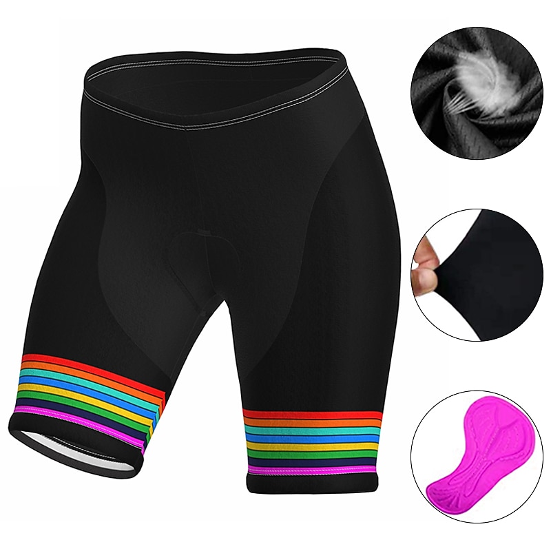 Women's Stripes Cycling Road Shorts Bike Shorts Cycling Padded Shorts Bike Padded Shorts / Chamois Mountain Bike MTB Road Bike Cycling Sports 3D Pad Cycling Quick Dry Moisture Wicking Black Yellow3