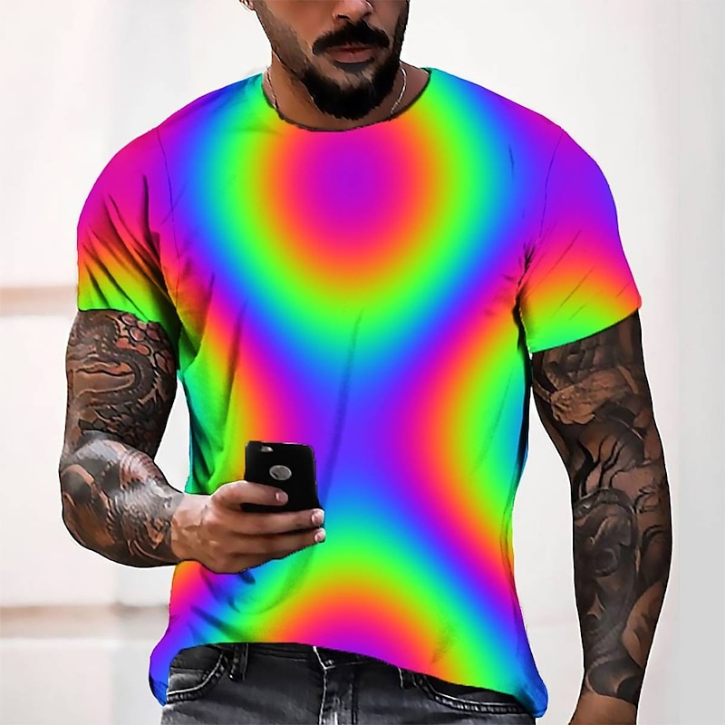 Men's Graphic T Shirt Tee Short Sleeve T shirt 3D Print Round Neck Shirt Fashion Cool Designer Casual Daily Weekend Pink Blue Green Summer Clothing Apparel Normal S M L XL 2XL 3XL 4XL