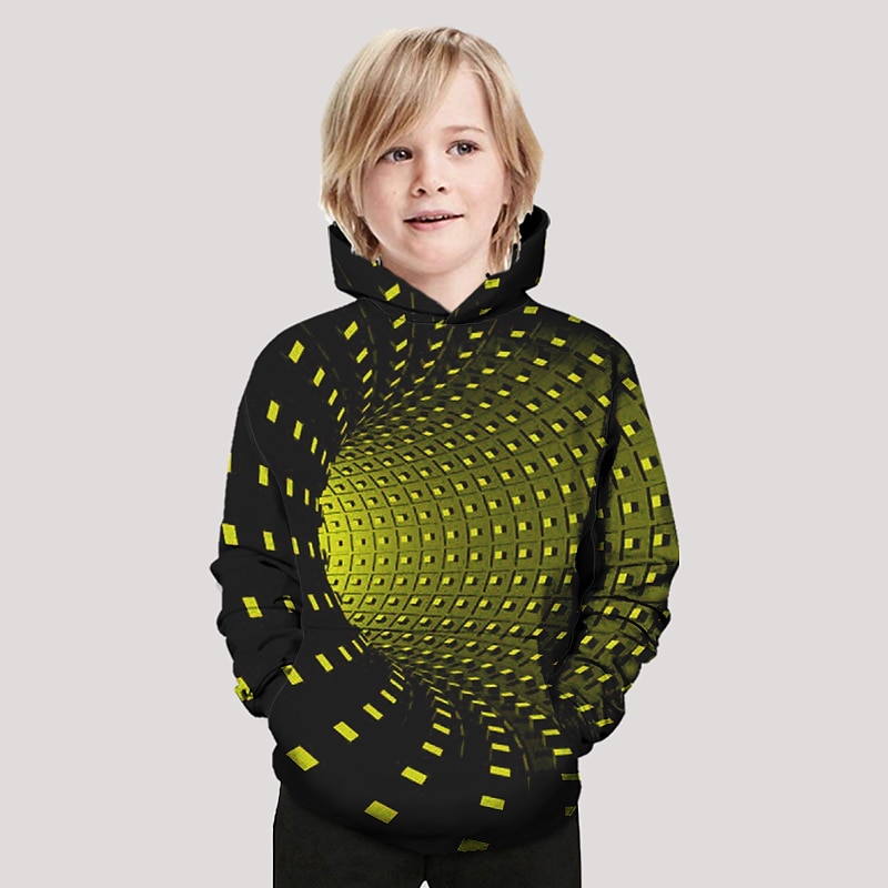 Boys 3D Geometric Hoodie Long Sleeve 3D Print Spring Winter Active Basic Kids Toddler Daily3