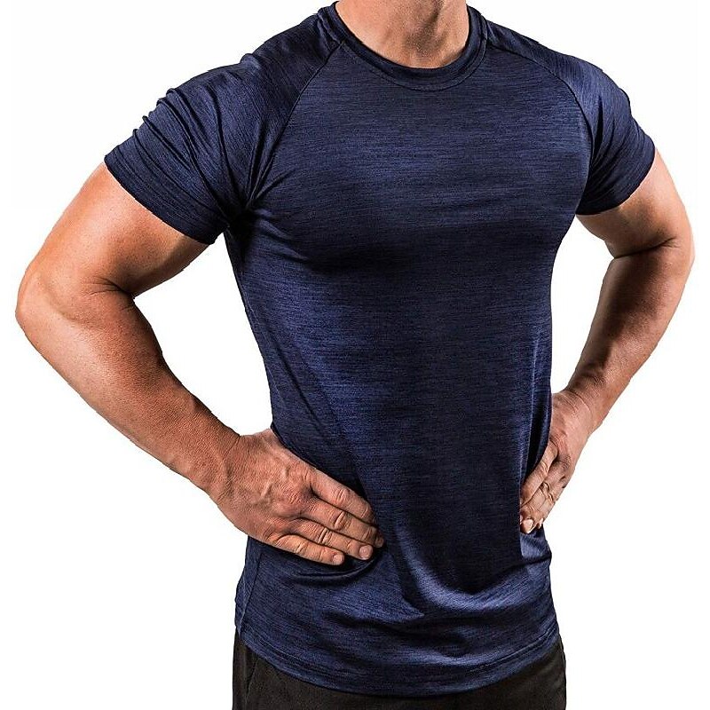 Fashion Mens Muscle T-Shirt Gym Workout Short Sleeve Shirt Athletic Bodybuilding Stretch Tee Tops Black3