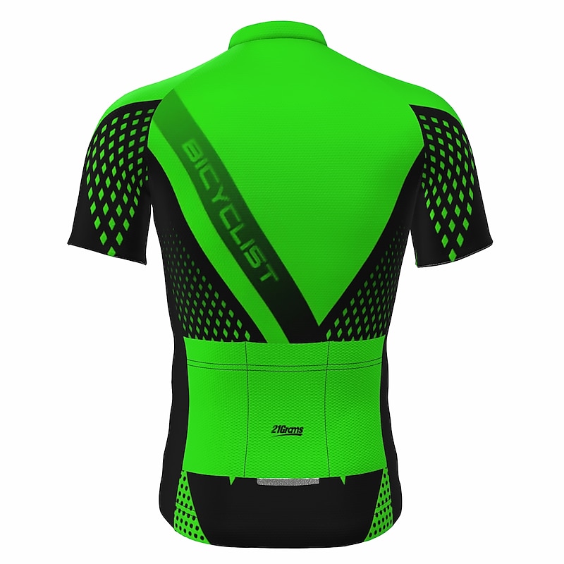 Men's Cycling Jersey Geometric Short Sleeve Bike Jersey Top with 3 Rear Pockets Mountain Bike MTB Road Bike Cycling Quick Dry Reflective Strips Back Pocket Moisture Wicking Sports Yellow Red Blue4