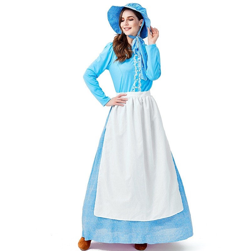 Retro Vintage Medieval 19th Century Outfits Prairie Dress Pioneer Girl Fancy Dress Women's Carnival Masquerade Event / Party Festival Adults Dress Apron Hat4
