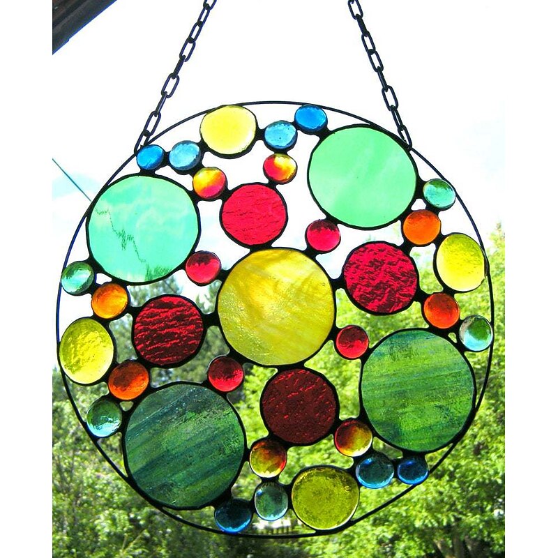Stained Suncatcher Colorful Handicraft Pendant Creative Outdoor Garden Landscape Decoration Pendant4