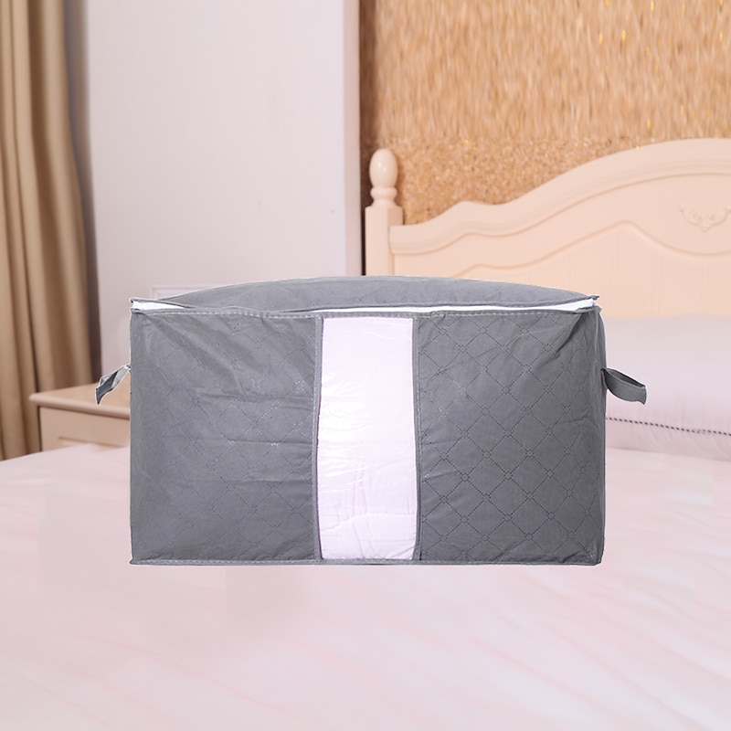 Quilt Storage Bag Moisture & Dust Proof Closet Organizer Non-Woven Blanket Pillow Storage Large Mobile Clothe Visible Bag3