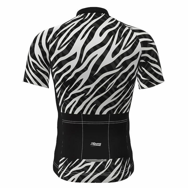 Men's Cycling Jersey Zebra Short Sleeve Bike Jersey Top with 3 Rear Pockets Mountain Bike MTB Road Bike Cycling Quick Dry Reflective Strips Back Pocket Moisture Wicking Sports Red Black White2