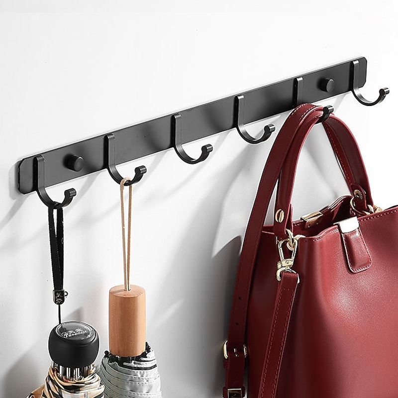 Kitchen Bathroom Hardware Set Space Aluminum Bathroom Hanger Black Hook Wall Mount Aluminum Coat Hook Bathroom Robe Hooks Hat Rack3