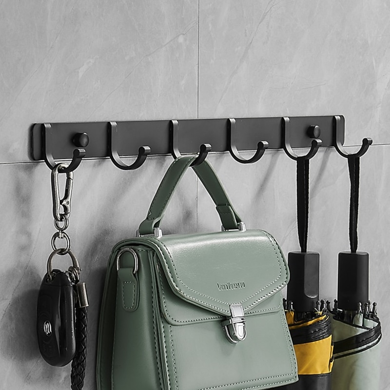 Kitchen Bathroom Hardware Set Space Aluminum Bathroom Hanger Black Hook Wall Mount Aluminum Coat Hook Bathroom Robe Hooks Hat Rack4