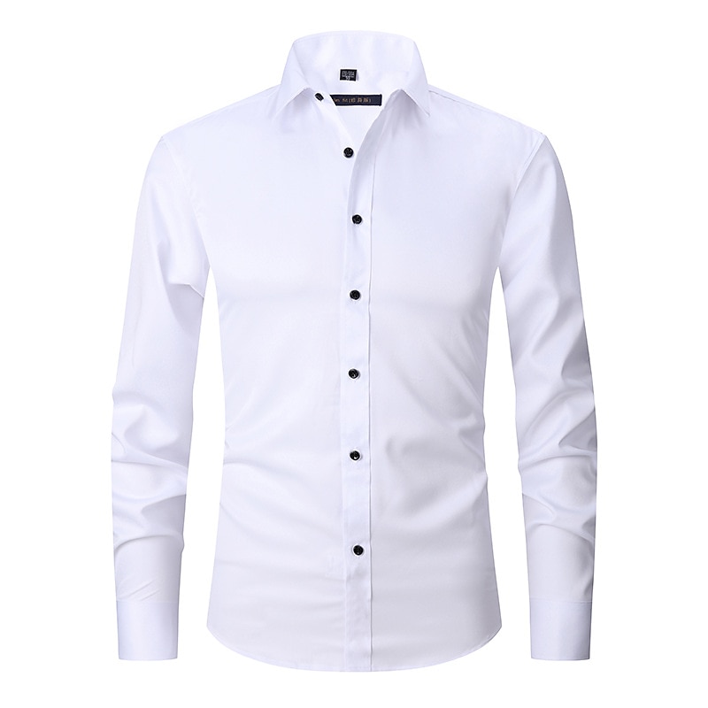 Men's Dress Shirt Non Iron Shirt Collared Shirt Button Up Shirt Plain Wedding Outdoor White Pink Red Blue Long Sleeve Turndown Spring &  Fall Clothing Apparel Button-Down
