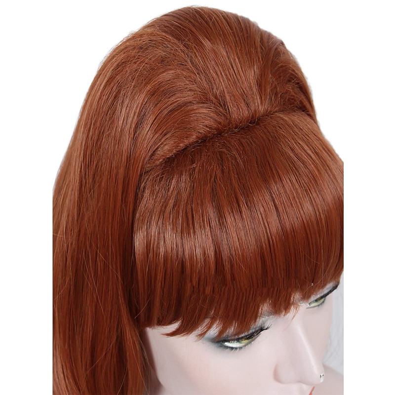 Long Wavy Red Copper Wig Large Honeycomb Wig for 50s 80s Clothing Halloween Wigs3