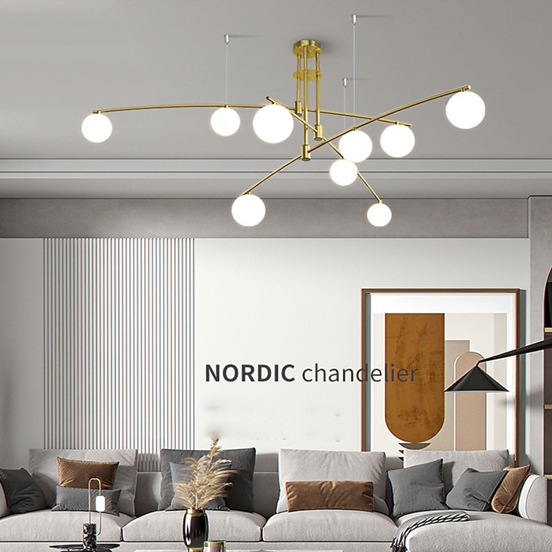 145 cm Cluster Design Chandelier LED Pendant Light Glass Sputnik Electroplated Painted Finishes Contemporary Nordic Style 220-240V3