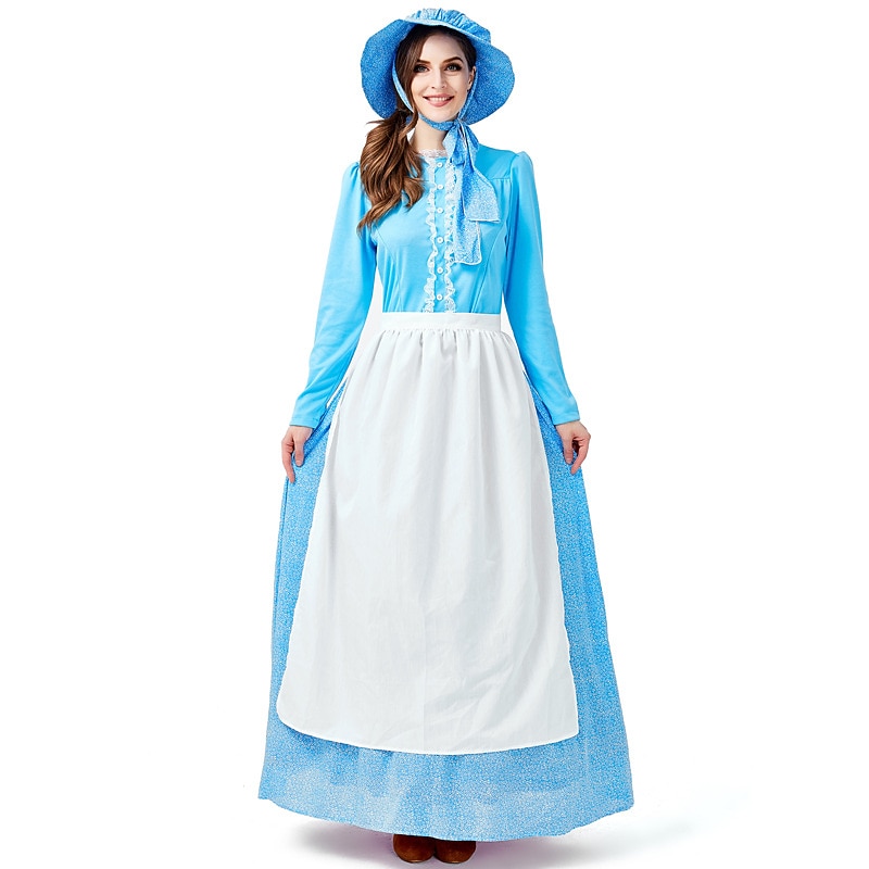 Retro Vintage Medieval 19th Century Outfits Prairie Dress Pioneer Girl Fancy Dress Women's Carnival Masquerade Event / Party Festival Adults Dress Apron Hat2