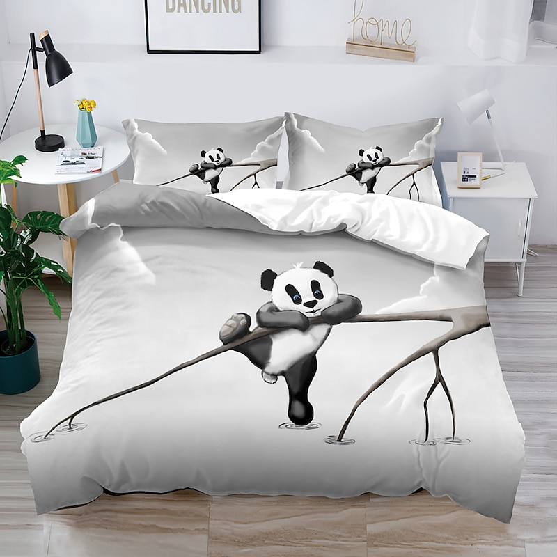 3D Bedding  Panda Rabbit print Print Duvet Cover Bedding Sets Comforter Cover with 1 print Print Duvet Cover or Coverlet，2 Pillowcases for Double/Queen/King4