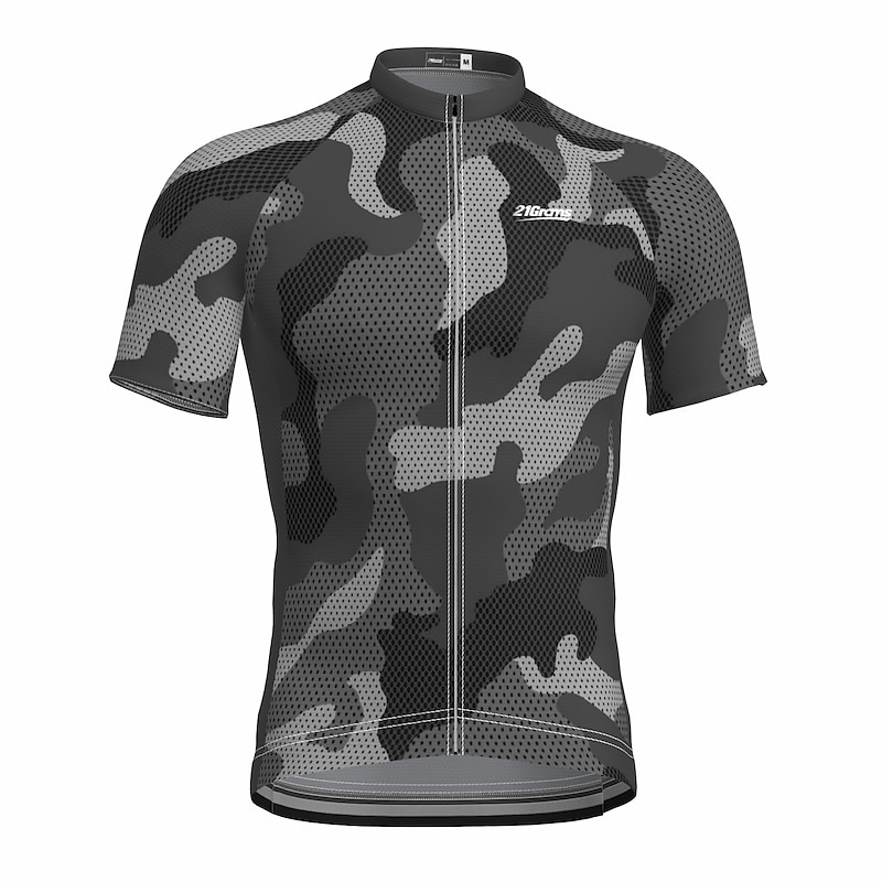 Men's Cycling Jersey Geometric Camo / Camouflage Short Sleeve Bike Jersey Top with 3 Rear Pockets Mountain Bike MTB Road Bike Cycling Quick Dry Reflective Strips Back Pocket Moisture Wicking Sports2