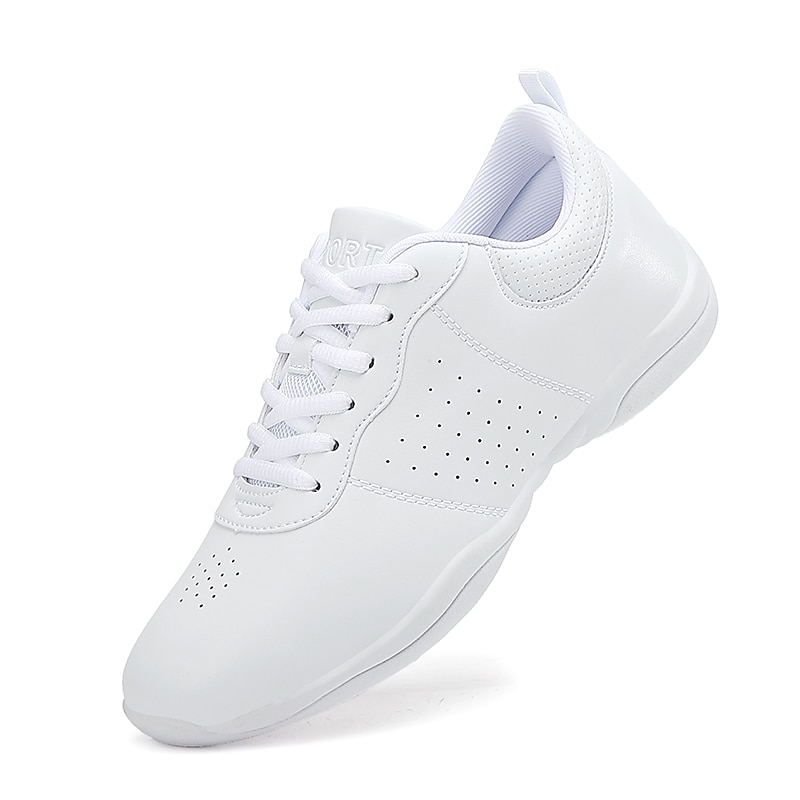 Women's Men's Children's White Faux Leather Dance Sneakers, Lightweight Lace-Up Shoes with Non-Slip Sole, Perfect for Jazz, Hip-Hop, and Ballroom Dancing2