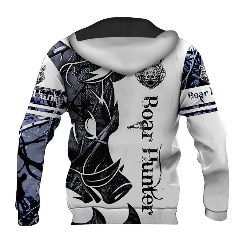 Men's Graphic Animal Color Block Knights Templar Hoodie Hoodies Sweatshirt Streetwear Designer Long Sleeve Hooded Sports & Outdoor Daily Black And White Light Khaki. Print Spring &  Fall Designer4