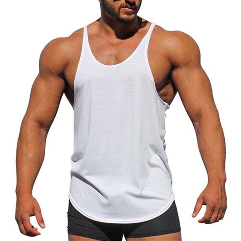 Men's Tank Top Vest Top Sleeveless Shirt Sleeveless Crewneck Summer Plain Fashion Streetwear Workout Sports & Outdoor Athleisure Gym Black White Yellow Top Tee for Men