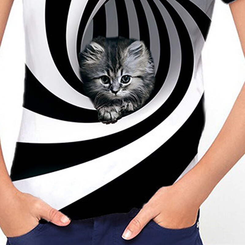 Girls' 3D Animal Cat T shirt Short Sleeve 3D Print Summer Spring Active Fashion Cute Kids 3-12 Years Outdoor Daily Indoor Regular Fit2