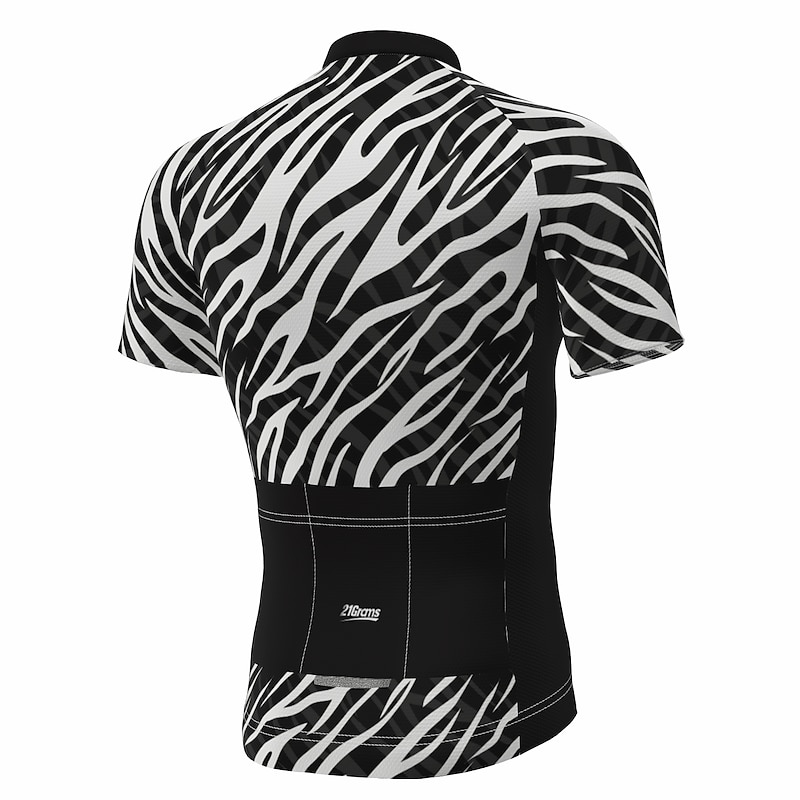 Men's Cycling Jersey Zebra Short Sleeve Bike Jersey Top with 3 Rear Pockets Mountain Bike MTB Road Bike Cycling Quick Dry Reflective Strips Back Pocket Moisture Wicking Sports Red Black White4