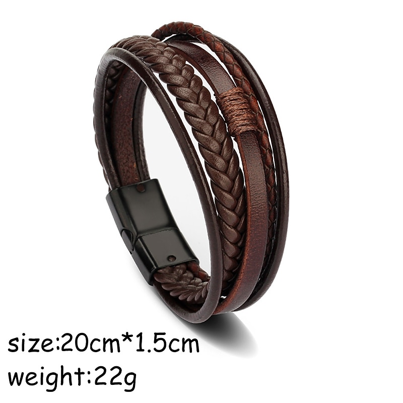 Men's Leather Bracelet Classic Imagine Stylish Simple Ethnic Fashion Casual / Sporty Leatherette Bracelet Jewelry Black / Brown For School Gift Daily Prom Festival4