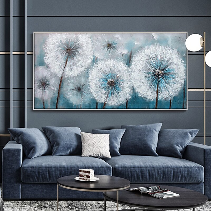 Handmade Oil Painting Canvas Wall Art Decoration Modern Floral Dandelion Edelweiss for Home Decor Rolled Frameless Unstretched Painting4