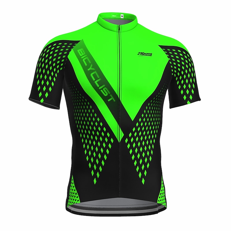 Men's Cycling Jersey Geometric Short Sleeve Bike Jersey Top with 3 Rear Pockets Mountain Bike MTB Road Bike Cycling Quick Dry Reflective Strips Back Pocket Moisture Wicking Sports Yellow Red Blue3