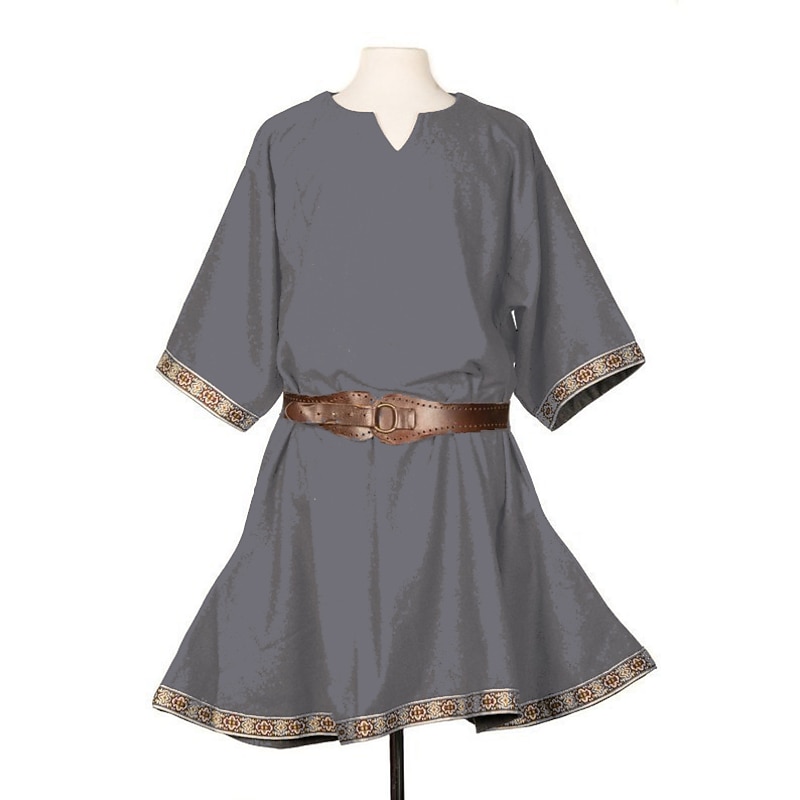 Punk & Gothic Medieval Renaissance Blouse / Shirt Tunic Warrior Viking Plus Size Solid Colored Fancy Dress Men's Viking Performance Party Stage Adults' Blouse3