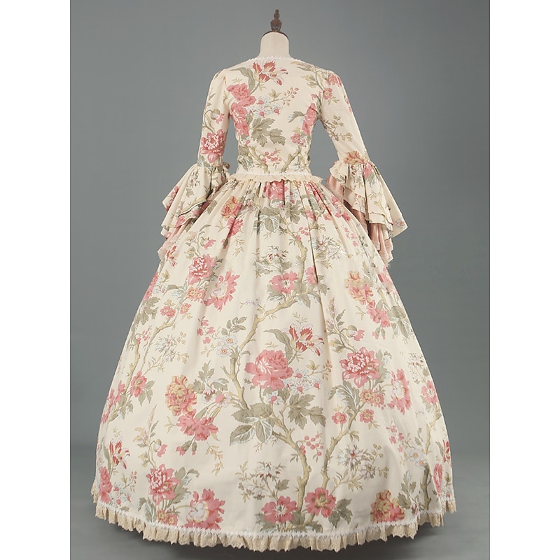 Rococo Baroque Victorian Floor Length Dress Prom Dress Flare Cuff Sleeve Princess Bridal Ball Gown Fancy Dress Halloween Carnival Masquerade Performance Wedding Carnival of Venice Dress3