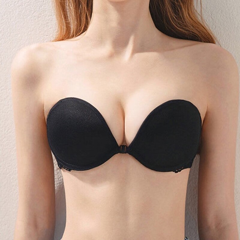 Women's Bras & Bralettes Tube Bra Strapless Demi Cup Solid Color V Neck Stretchy Breathable Invisible Casual Daily Nylon White / 1 PC Home Outfits3