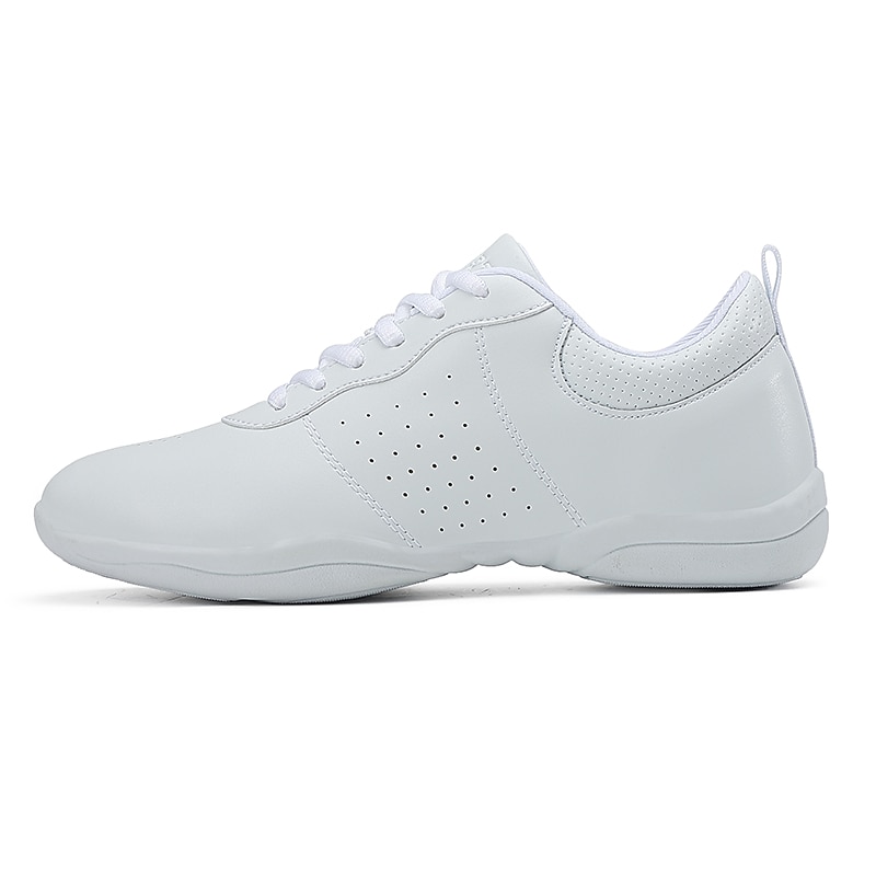 Women's Men's Children's White Faux Leather Dance Sneakers, Lightweight Lace-Up Shoes with Non-Slip Sole, Perfect for Jazz, Hip-Hop, and Ballroom Dancing3