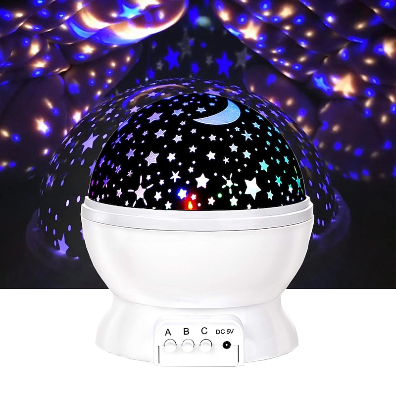 Star Sky Projector Night Light Lamp 360 Degree Rotating Desk Lamp 4 LED Lights 8 Colors Change with USB Cable for Kids Baby Bedroom and Party Decoration