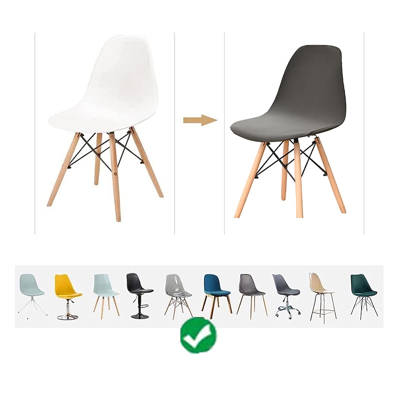 Shell Chair Cover Burgundy Mid Century Style for Kitchen Dining Room Chair Slipcovers Dining Chair Cover Parson Chair Slipcover Stretch Chair Covers for Dining Room4