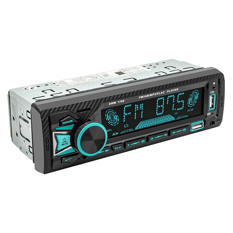 Car Stereo Single DIN Radio with Bluetooth Car Audio Receivers LCD Display Hands-Free Calling Built-in Microphone MP3/2*USB FM Radio Receiver EQ Settings AUX Audio Input TF Suitable for 1Din Car Model3