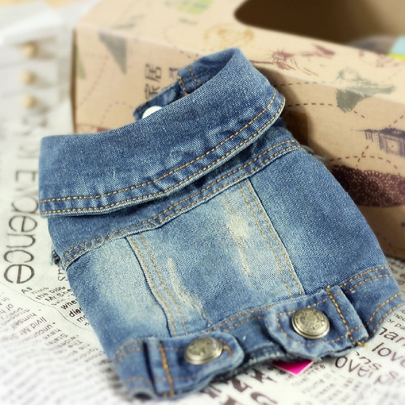 Dog Coat Denim Jacket / Jeans Jacket Jacket Vest Cowboy Outdoor Dog Clothing for Pug Bichon Frise Chihuahua Small3